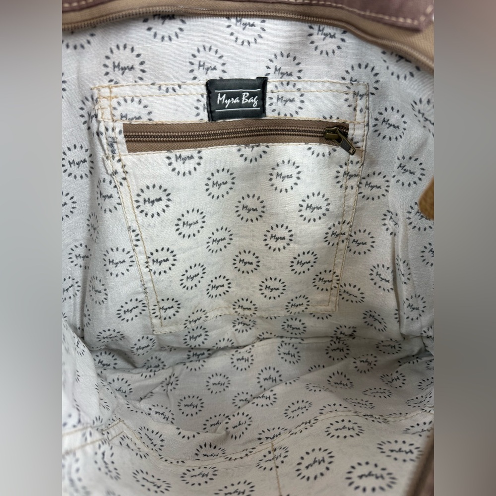 Myra Bag Ace Upcycled Canvas & Cowhide Messenger Bag - Picture 10 of 14